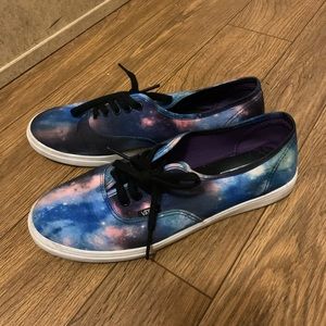 Galaxy print vans slip ons